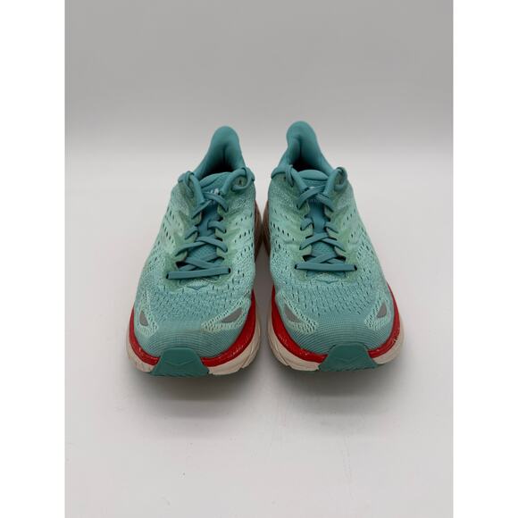 Hoka One One Clifton 8 Teal Red Running Shoes Men's Size 10B - Picture 2 of 6